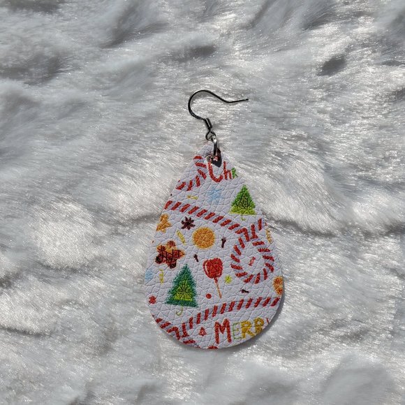 Merry Christmas Teardrop Earrings - Picture 2 of 2